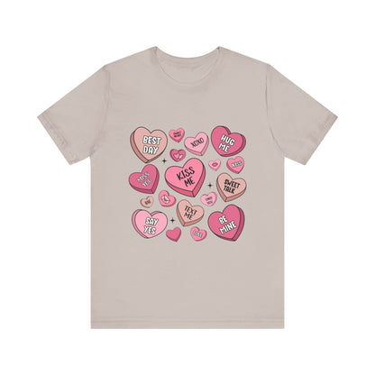 Valentine's Conversation Hearts Unisex T-Shirt, Bella Canvas Tee, Love Heart Shirt, Valentine's Day Gift, Romantic Graphic Tee