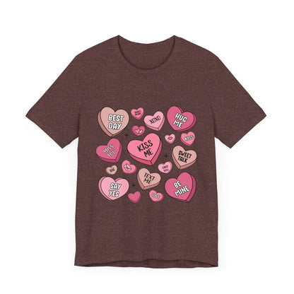 Valentine's Conversation Hearts Unisex T-Shirt, Bella Canvas Tee, Love Heart Shirt, Valentine's Day Gift, Romantic Graphic Tee