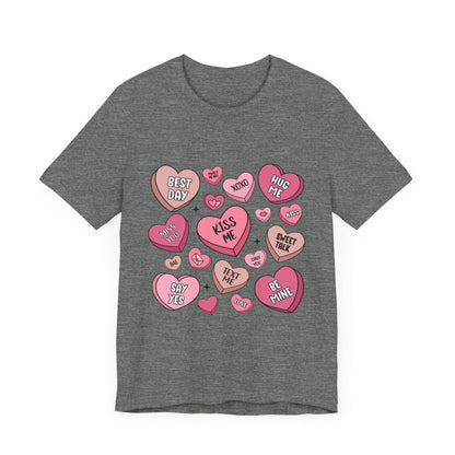 Valentine's Conversation Hearts Unisex T-Shirt, Bella Canvas Tee, Love Heart Shirt, Valentine's Day Gift, Romantic Graphic Tee