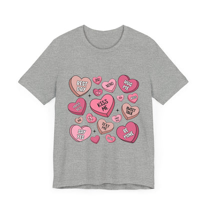 Valentine's Conversation Hearts Unisex T-Shirt, Bella Canvas Tee, Love Heart Shirt, Valentine's Day Gift, Romantic Graphic Tee