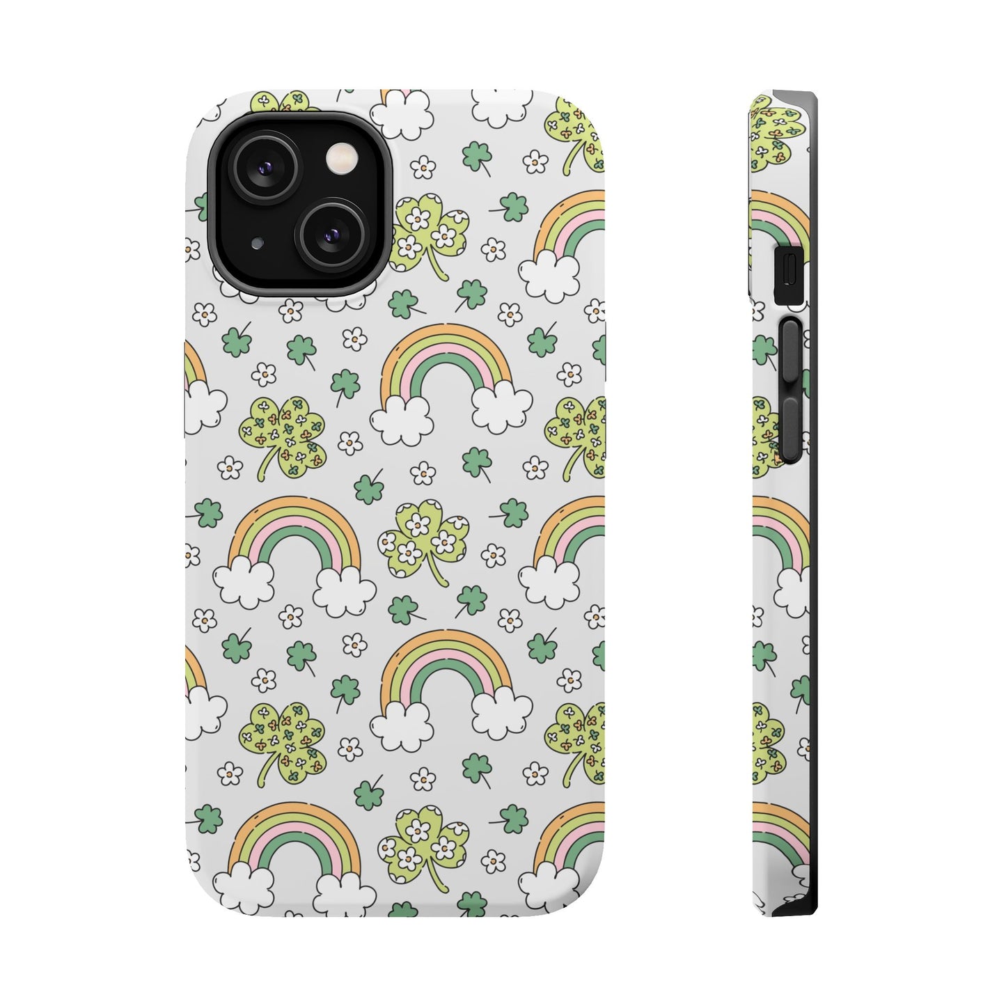 Rainbow St Patrick's Day iPhone Case, Magnetic Tough Cases, Pot of Gold Phone Cover, Irish Shamrock Accessories, Green Clover Mobile Case