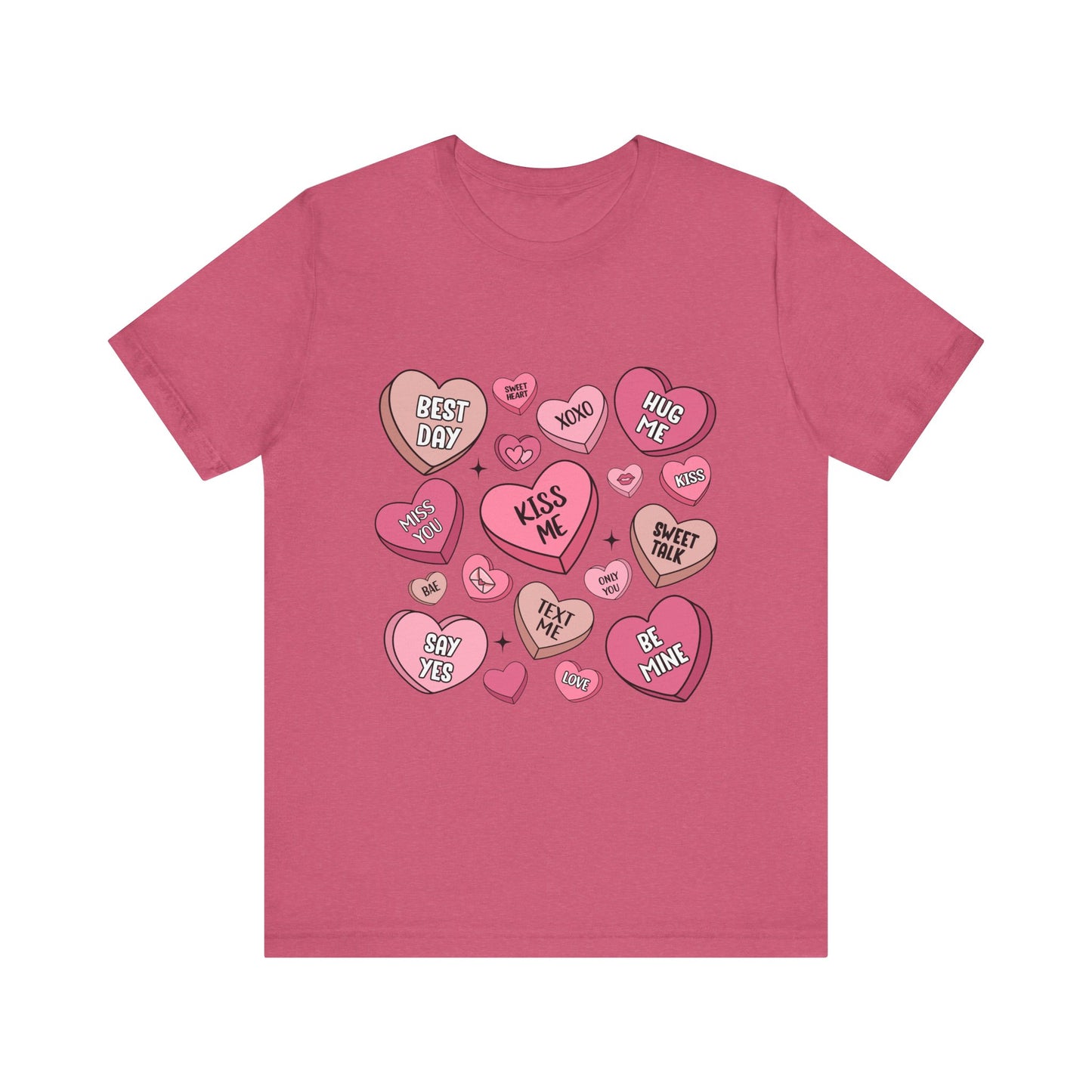 Valentine's Conversation Hearts Unisex T-Shirt, Bella Canvas Tee, Love Heart Shirt, Valentine's Day Gift, Romantic Graphic Tee