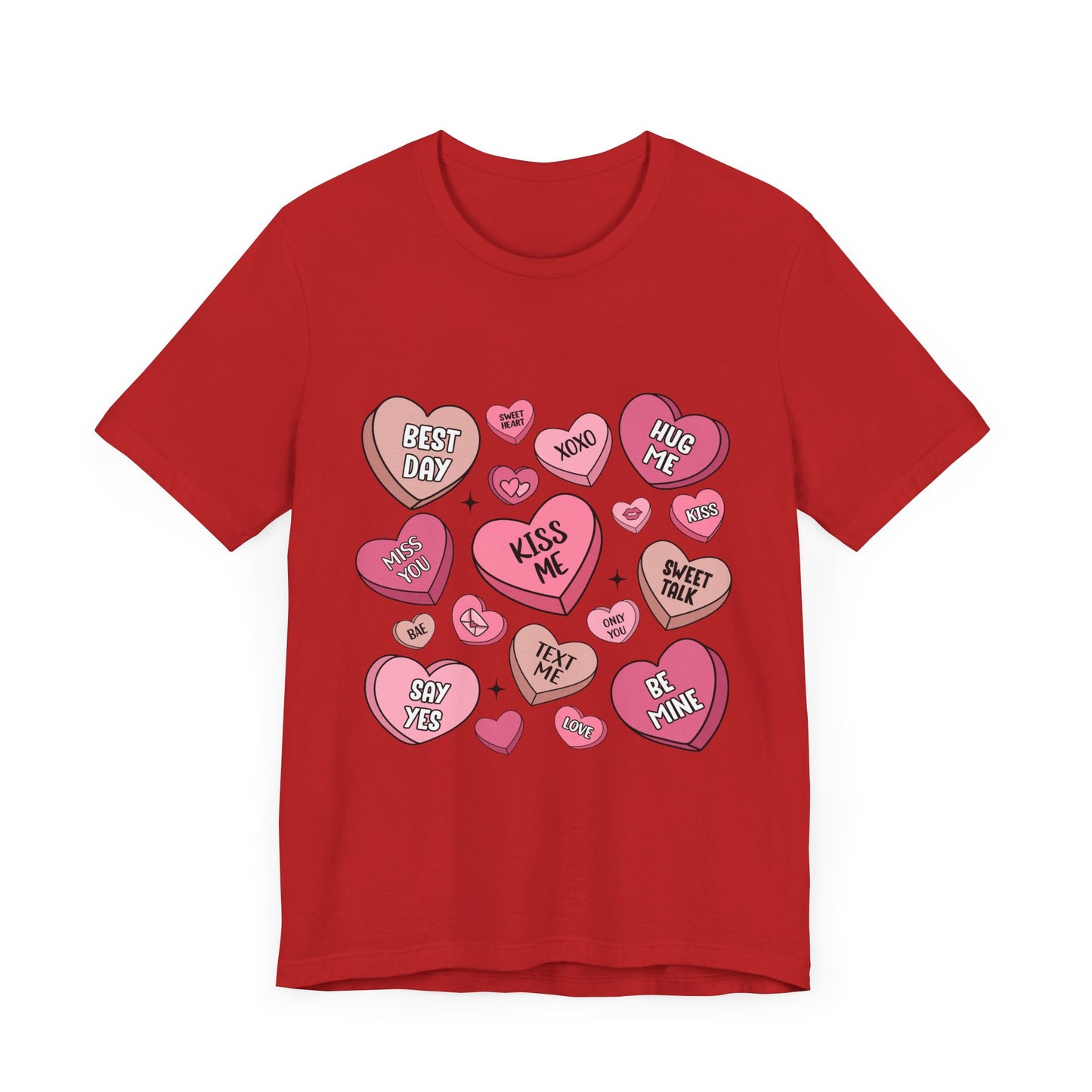 Valentine's Conversation Hearts Unisex T-Shirt, Bella Canvas Tee, Love Heart Shirt, Valentine's Day Gift, Romantic Graphic Tee