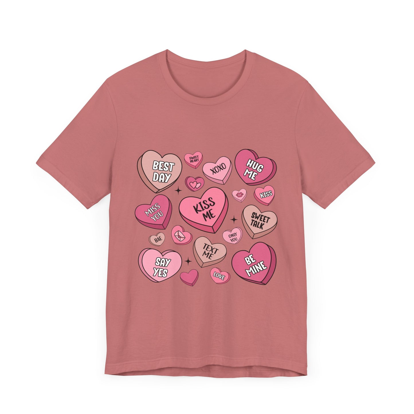 Valentine's Conversation Hearts Unisex T-Shirt, Bella Canvas Tee, Love Heart Shirt, Valentine's Day Gift, Romantic Graphic Tee