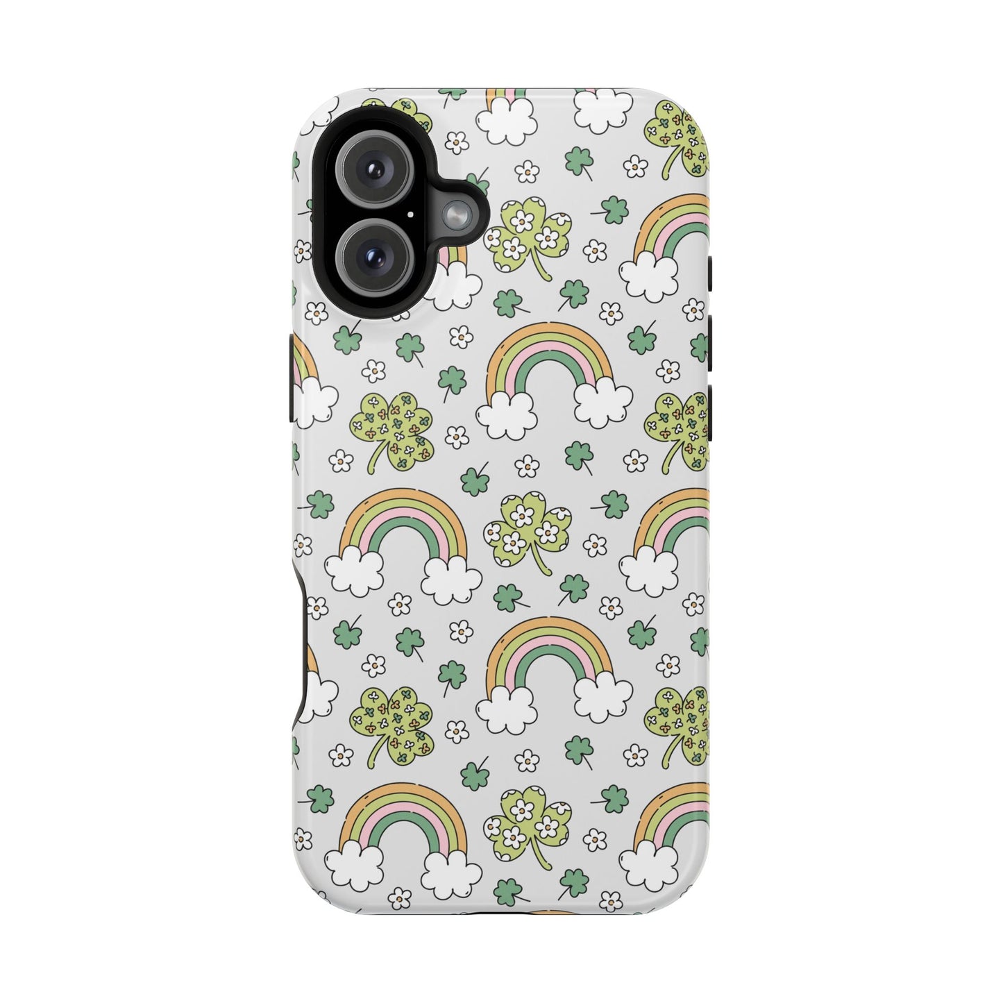 Rainbow St Patrick's Day iPhone Case, Magnetic Tough Cases, Pot of Gold Phone Cover, Irish Shamrock Accessories, Green Clover Mobile Case