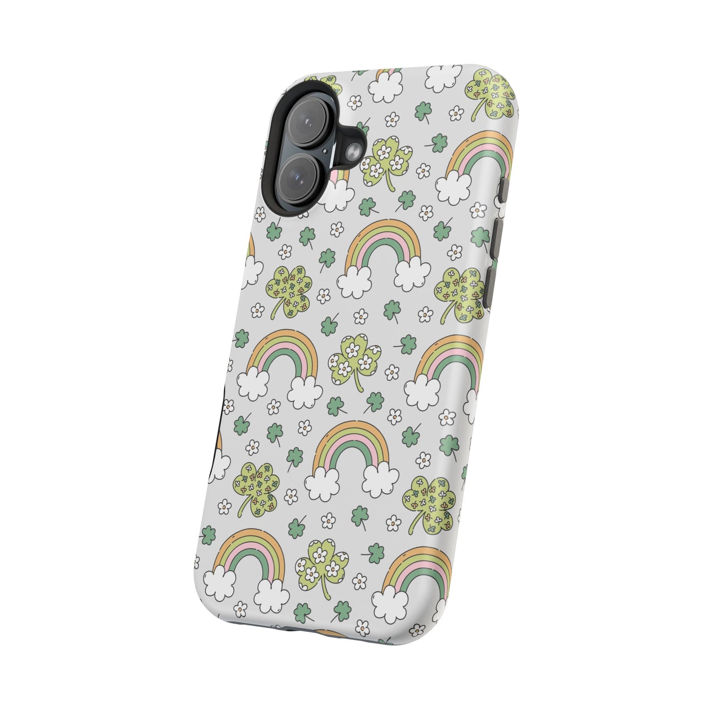 Rainbow St Patrick's Day iPhone Case, Magnetic Tough Cases, Pot of Gold Phone Cover, Irish Shamrock Accessories, Green Clover Mobile Case