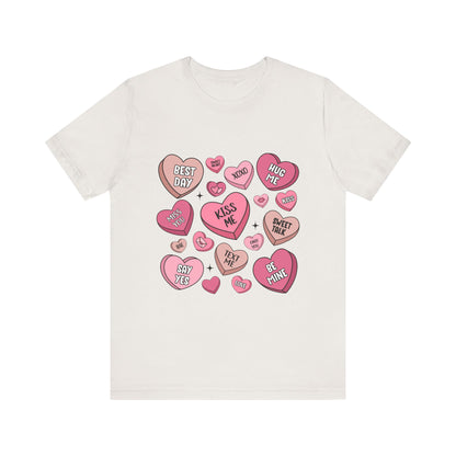 Valentine's Conversation Hearts Unisex T-Shirt, Bella Canvas Tee, Love Heart Shirt, Valentine's Day Gift, Romantic Graphic Tee