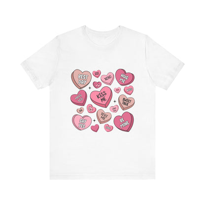 Valentine's Conversation Hearts Unisex T-Shirt, Bella Canvas Tee, Love Heart Shirt, Valentine's Day Gift, Romantic Graphic Tee