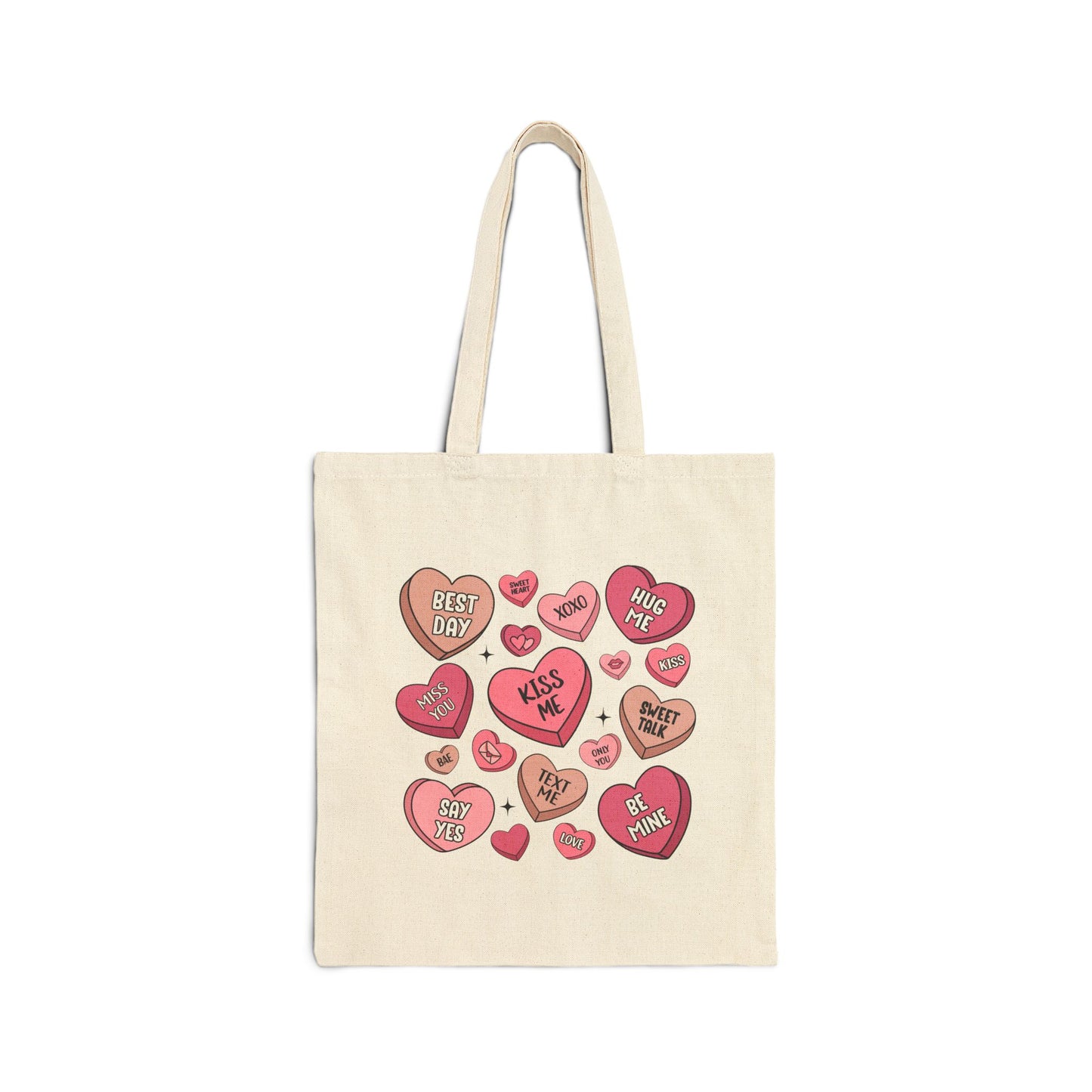 Valentine's Conversation Hearts Tote Bag, Cotton Tote, Love Hearts Bag, Valentine's Day Gift, Reusable Bag