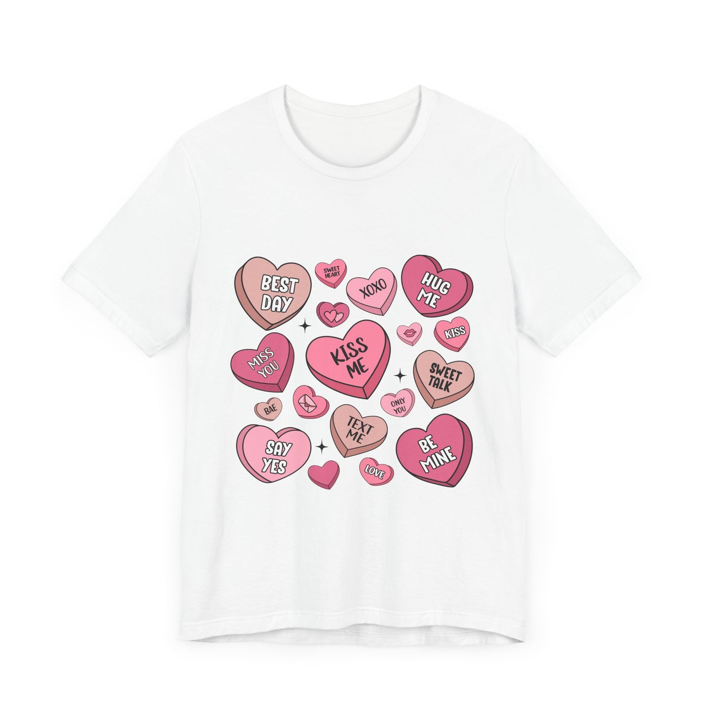 Valentine's Conversation Hearts Unisex T-Shirt, Bella Canvas Tee, Love Heart Shirt, Valentine's Day Gift, Romantic Graphic Tee