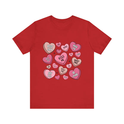 Valentine's Conversation Hearts Unisex T-Shirt, Bella Canvas Tee, Love Heart Shirt, Valentine's Day Gift, Romantic Graphic Tee