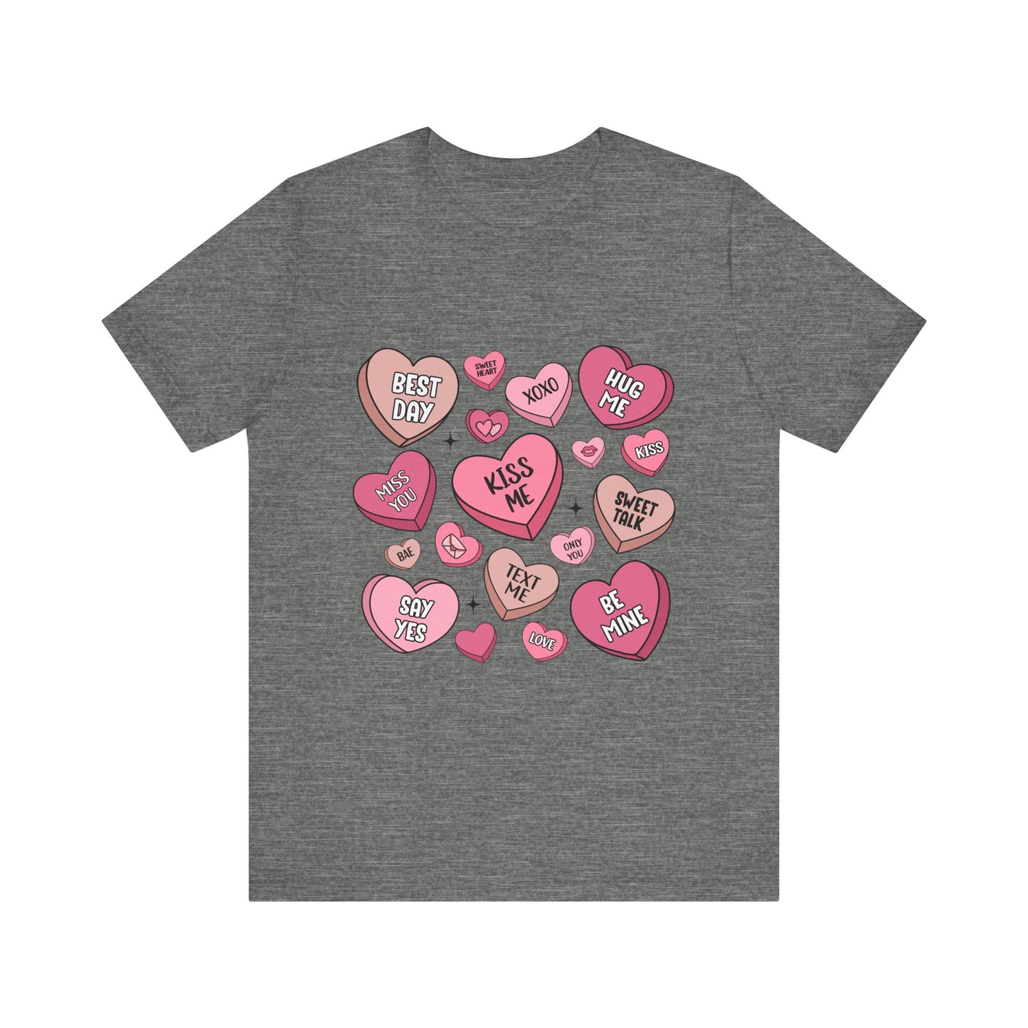 Valentine's Conversation Hearts Unisex T-Shirt, Bella Canvas Tee, Love Heart Shirt, Valentine's Day Gift, Romantic Graphic Tee