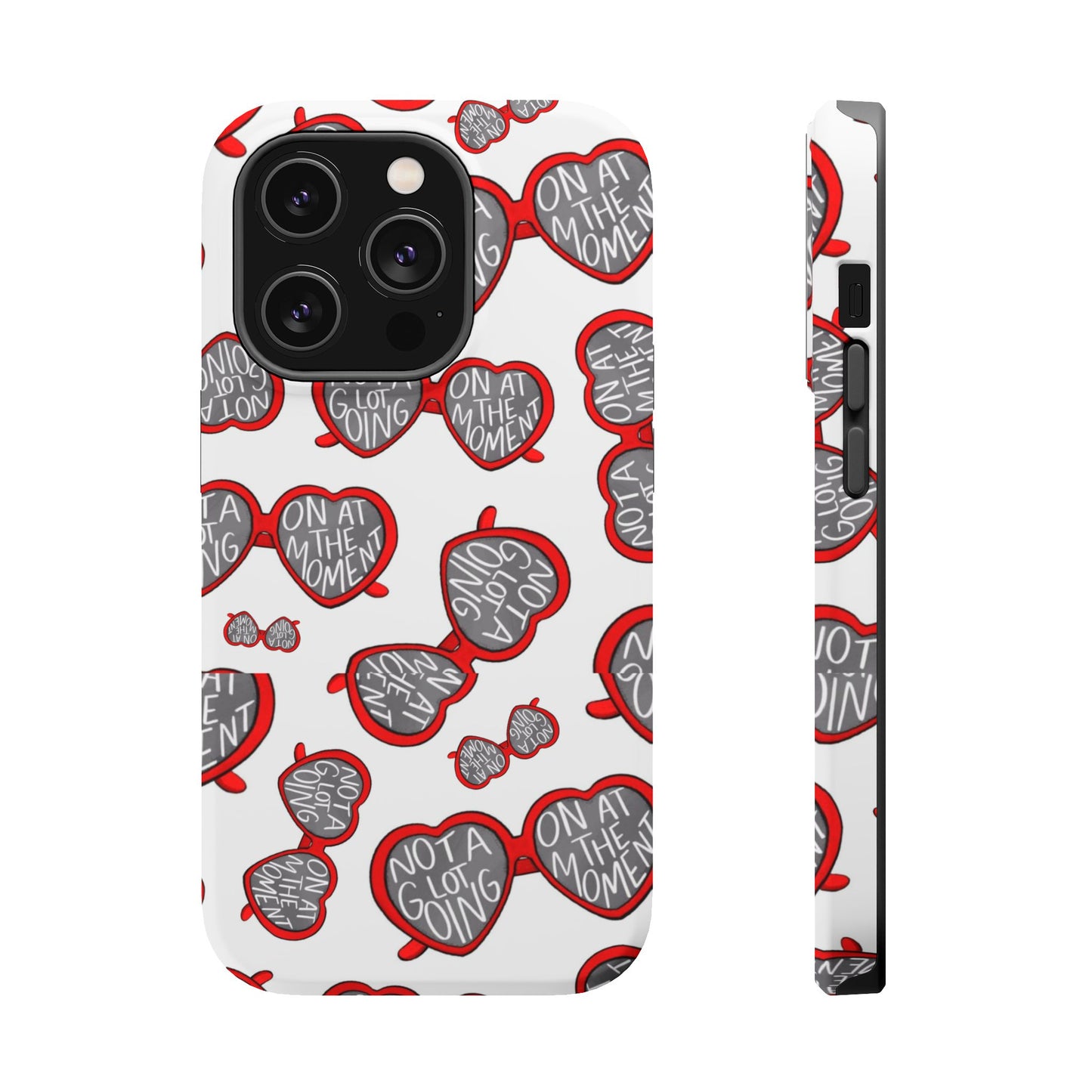 Swiftie Red Heart Sunglasses iPhone Case - 'Not A Lot Going On At The Moment' Inspired by Red Album | iPhone MagSafe Case | Tough Case | Swiftie Gift | Swiftie Inspired