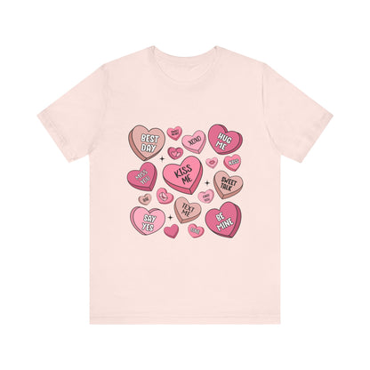 Valentine's Conversation Hearts Unisex T-Shirt, Bella Canvas Tee, Love Heart Shirt, Valentine's Day Gift, Romantic Graphic Tee