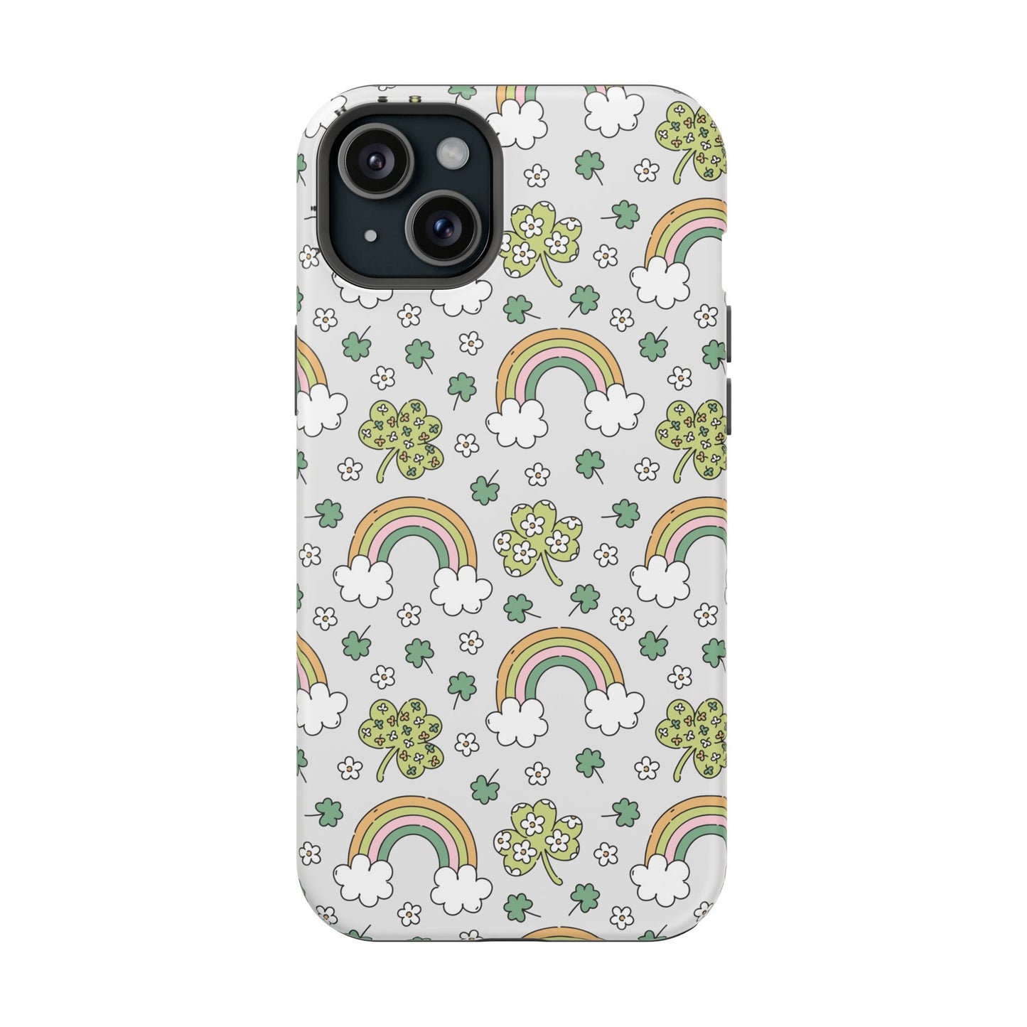 Rainbow St Patrick's Day iPhone Case, Magnetic Tough Cases, Pot of Gold Phone Cover, Irish Shamrock Accessories, Green Clover Mobile Case