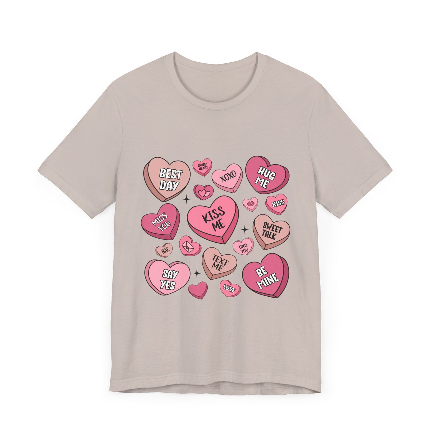 Valentine's Conversation Hearts Unisex T-Shirt, Bella Canvas Tee, Love Heart Shirt, Valentine's Day Gift, Romantic Graphic Tee