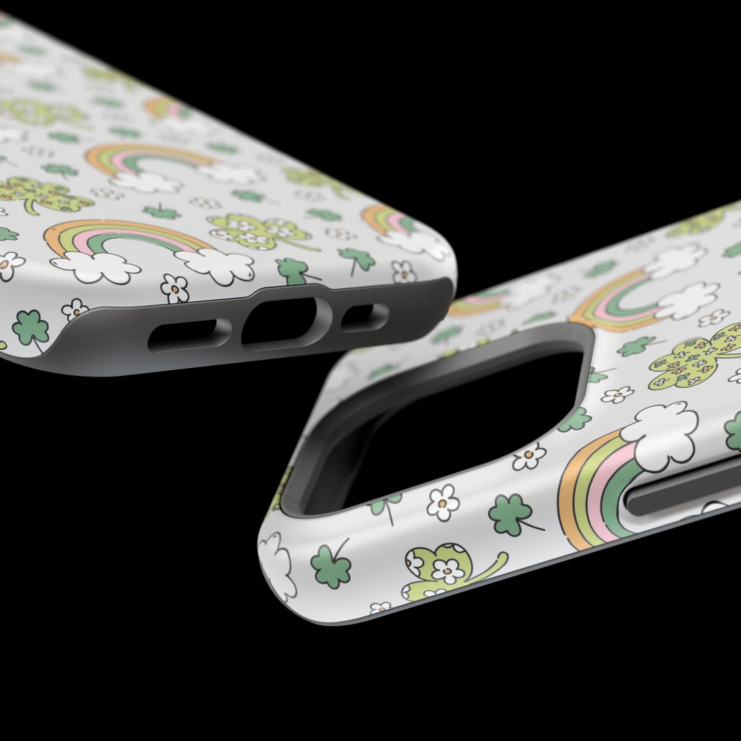 Rainbow St Patrick's Day iPhone Case, Magnetic Tough Cases, Pot of Gold Phone Cover, Irish Shamrock Accessories, Green Clover Mobile Case