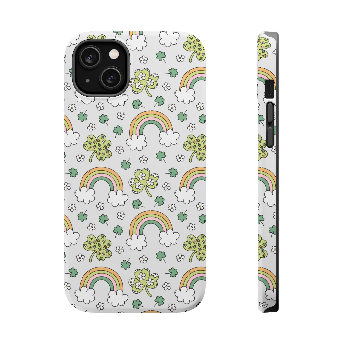 Rainbow St Patrick's Day iPhone Case, Magnetic Tough Cases, Pot of Gold Phone Cover, Irish Shamrock Accessories, Green Clover Mobile Case