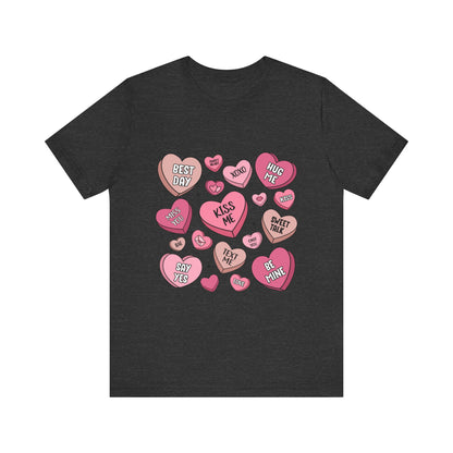 Valentine's Conversation Hearts Unisex T-Shirt, Bella Canvas Tee, Love Heart Shirt, Valentine's Day Gift, Romantic Graphic Tee