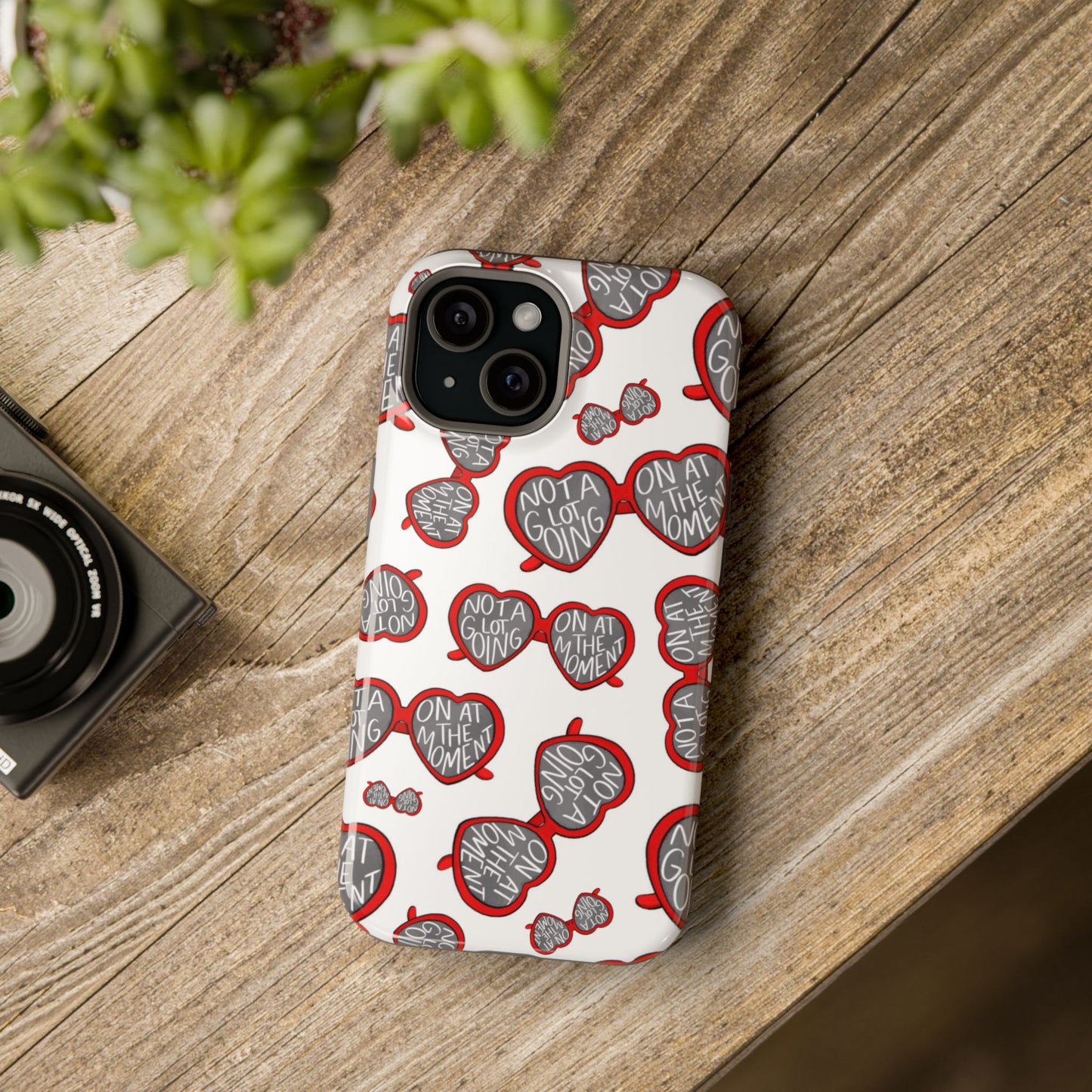 Swiftie Red Heart Sunglasses iPhone Case - 'Not A Lot Going On At The Moment' Inspired by Red Album | iPhone MagSafe Case | Tough Case | Swiftie Gift | Swiftie Inspired