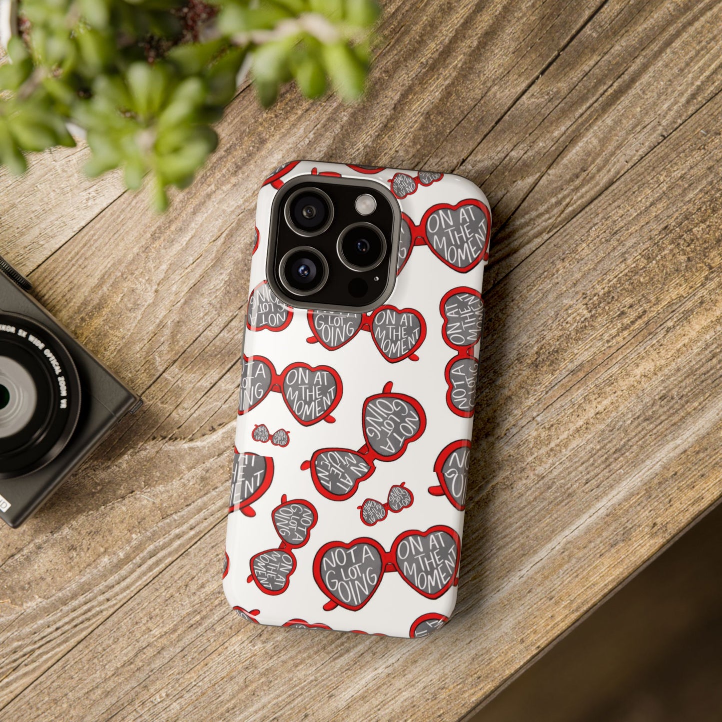 Swiftie Red Heart Sunglasses iPhone Case - 'Not A Lot Going On At The Moment' Inspired by Red Album | iPhone MagSafe Case | Tough Case | Swiftie Gift | Swiftie Inspired