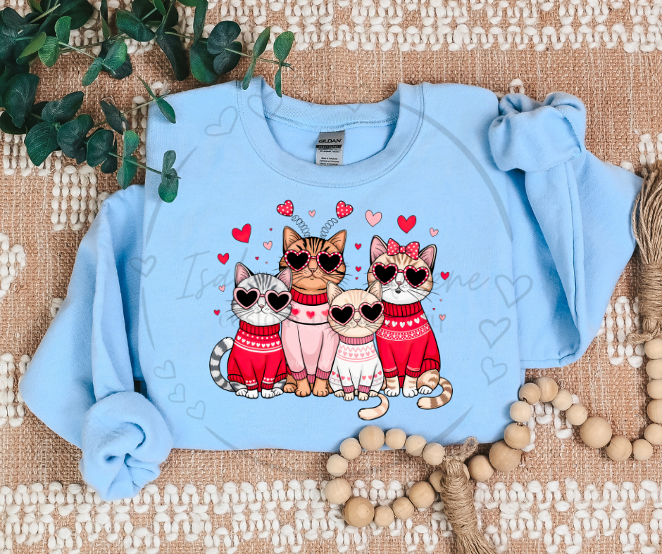 Valentine’s Day Cat Crewneck | Cute & Trendy DTF Printed Sweatshirt | Cozy Animal Lover Valentine Shirt