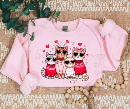 Valentine’s Day Cat Crewneck | Cute & Trendy DTF Printed Sweatshirt | Cozy Animal Lover Valentine Shirt