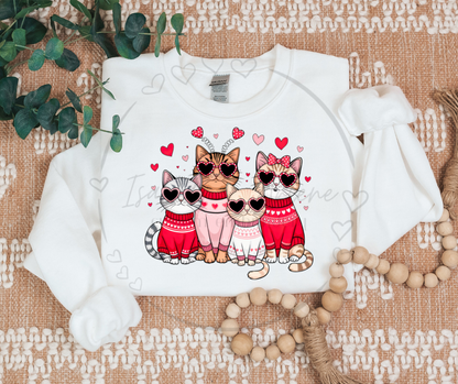 Valentine’s Day Cat Crewneck | Cute & Trendy DTF Printed Sweatshirt | Cozy Animal Lover Valentine Shirt