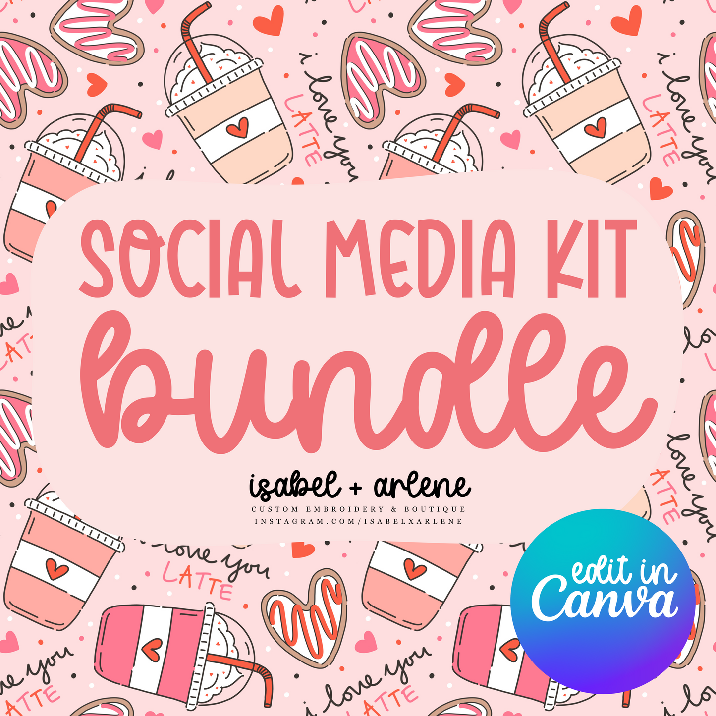 Valentine’s Day Digital Templates for Small Business Social Media, Canva Editable, Social Media Kit, Social Media Bundle