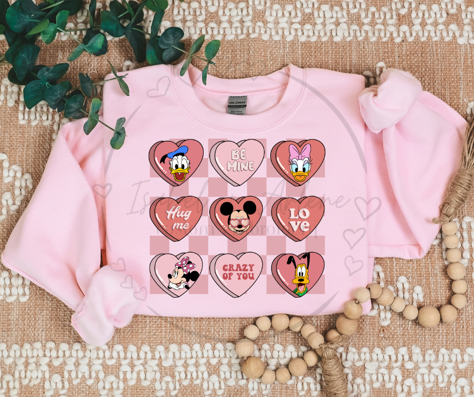 Valentine’s Day Crewneck | Sensational Six DTF Printed Sweatshirt | Cute & Fun Love-Themed Shirt for Mouse Fans